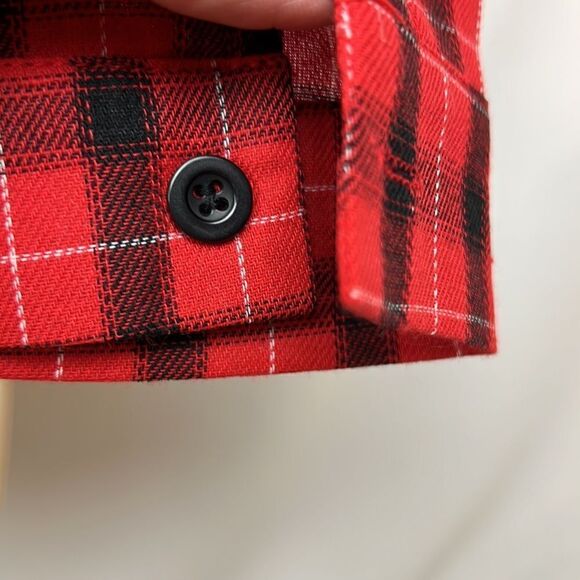 Meaneor red and black plaid button-down long sleeve collar shirt for wom… - Picture 11 of 13
